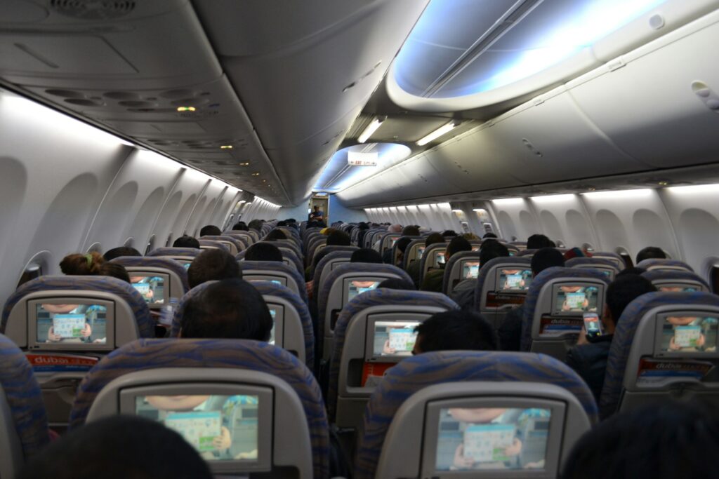 view inside an airplane, Unsplash