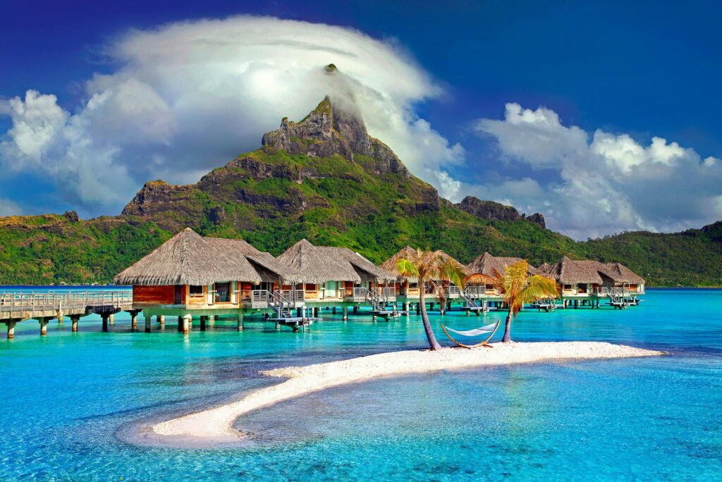 cottages in the middle of the beach