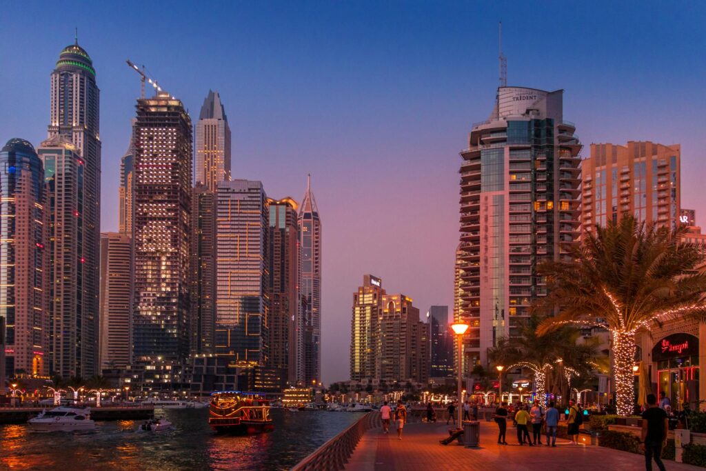 city buildings during sunset at Dubai