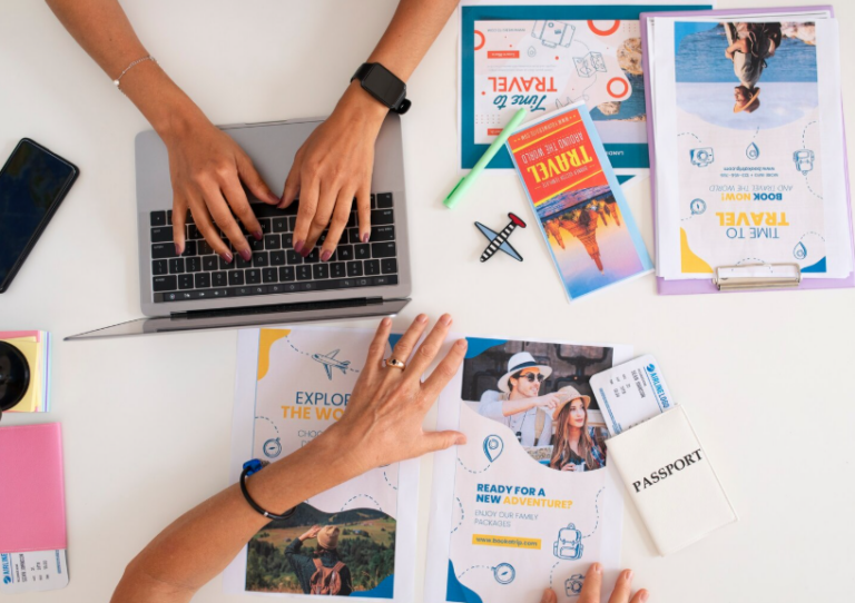 Traveler checking the best travel deal newsletters while planning a trip.