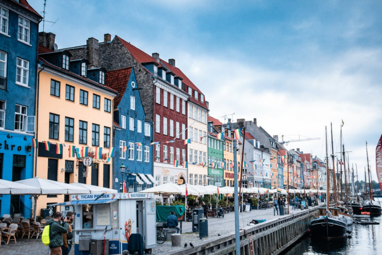 Colorful waterfront street in Copenhagen, one of the most walkable cities in the world.