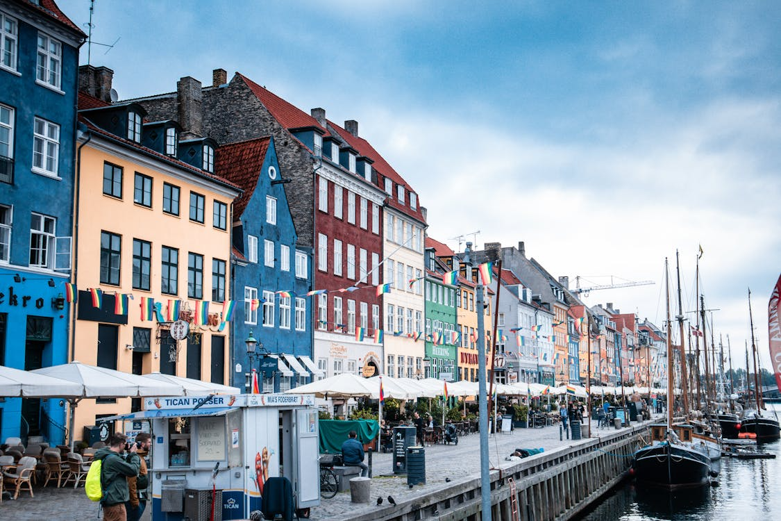 Colorful waterfront street in Copenhagen, one of the most walkable cities in the world.